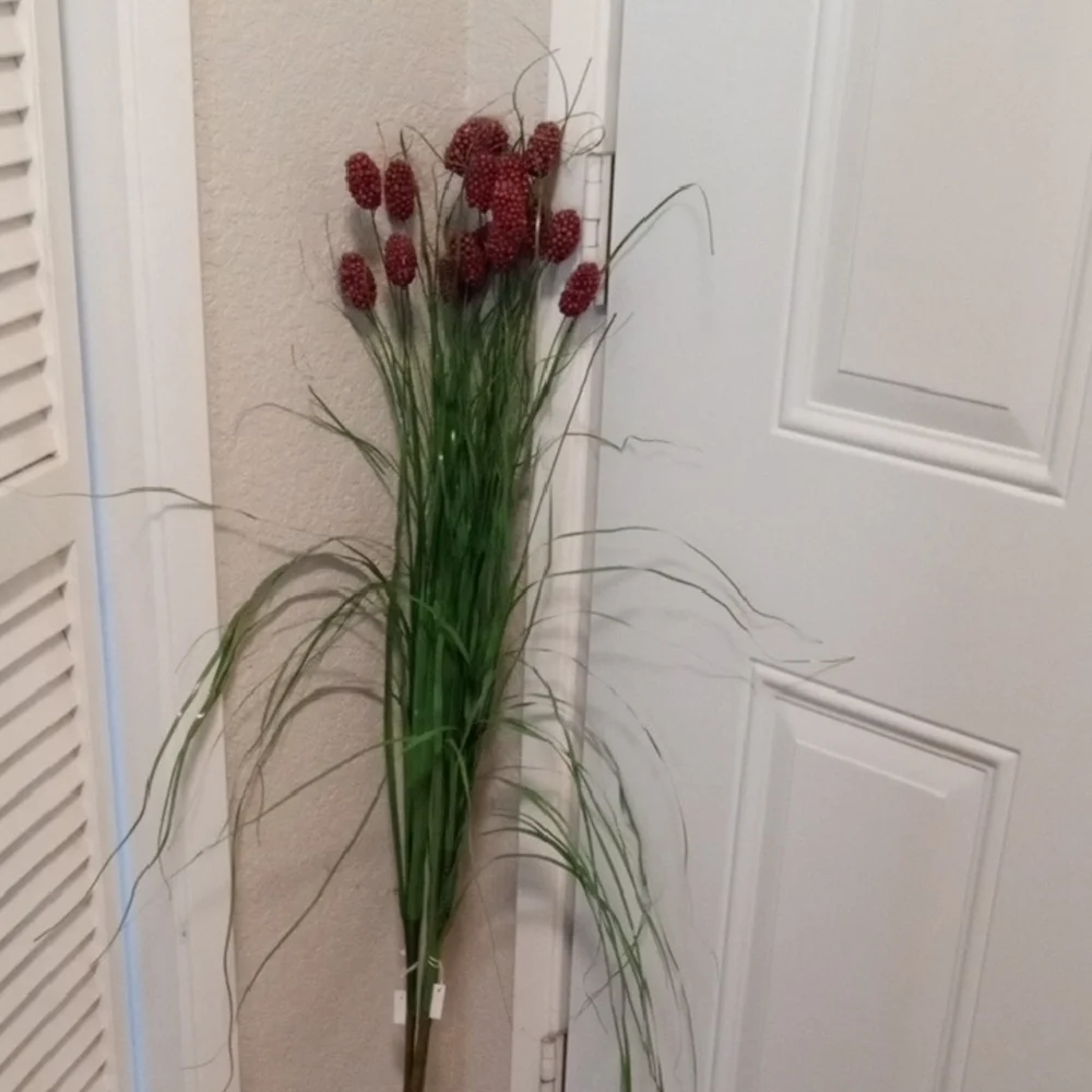 Elegant Faux Berry and Grass Arrangement